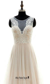 Champagne Illusion Lace Cheap Wedding Dress