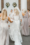 Sheath Half Sleeve Lace Wedding Dress