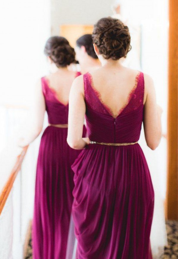 v-back bridesmaid dress