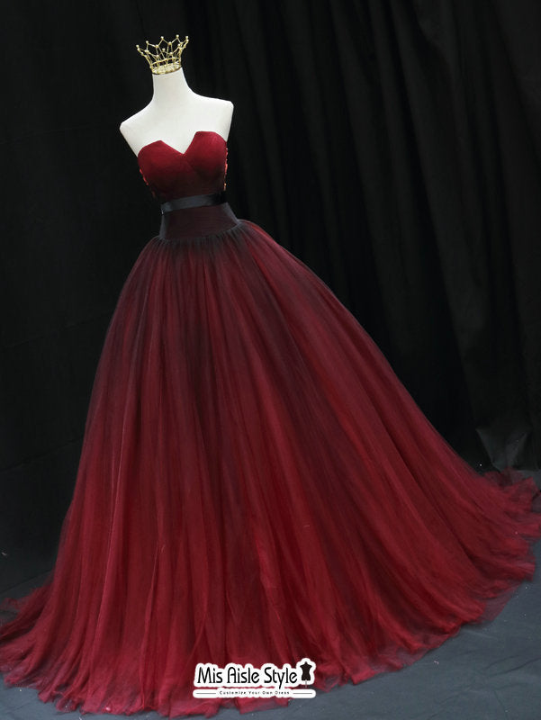 Red and Black Ball Gown Colorful Wedding Dress – misaislestyle
