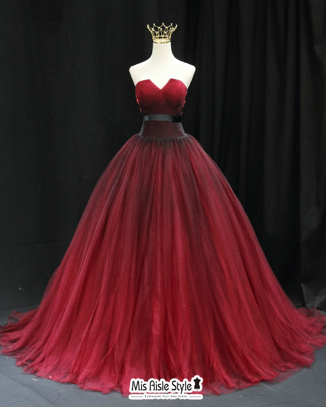 Red and Black Ball Gown Colorful Wedding Dress misaislestyle Red and Black Ball Gown Colorful Wedding Dress misaislestyle