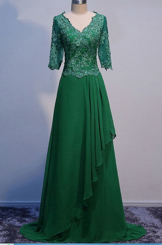 Long Sleeve Green Mother of The Bride Dress – misaislestyle
