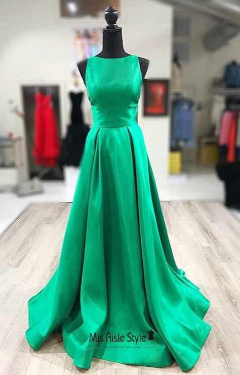 Modest Green Prom Dress misaislestyle Modest Green Prom Dress misaislestyle
