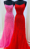 Petite Criss-Cross Red Prom Dress