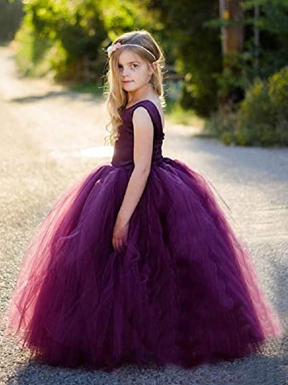 dark purple flower girl dresses