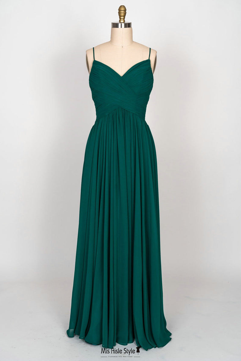 Spaghetti Straps Cheap Long Bridesmaid Dress misaislestyle Spaghetti Straps Cheap Long Bridesmaid Dress misaislestyle