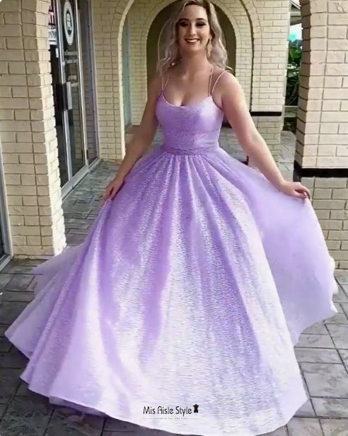 Charming A-line Lace Appliques Spaghetti Straps Lilac Prom Dresses –  Pgmdress