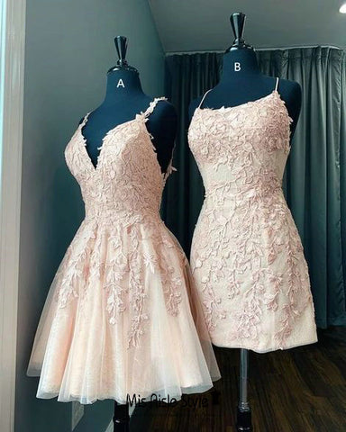 Short Blush Homecoming Dress  misaislestyle