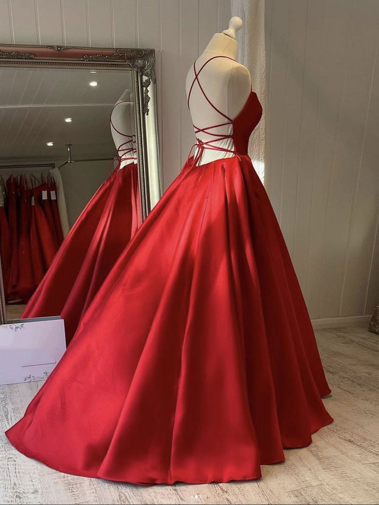 Ball Gown Criss-Cross Back Dark Red Prom Dress Ball Gown Criss-Cross Back Dark Red Prom Dress
