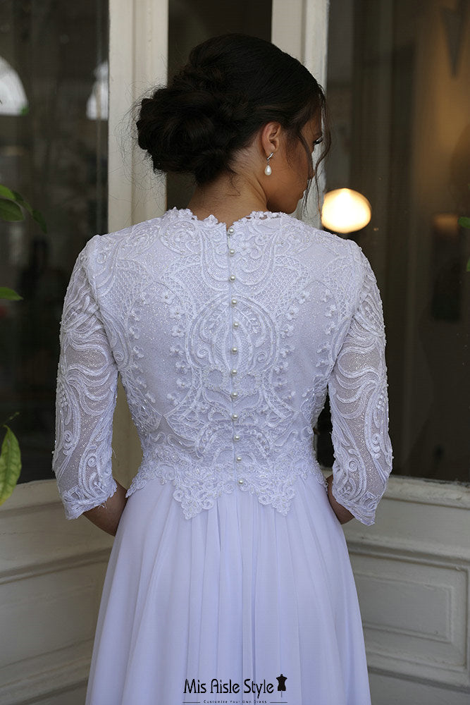 Modest Fitted Long Sleeve Wedding Dress – misaislestyle