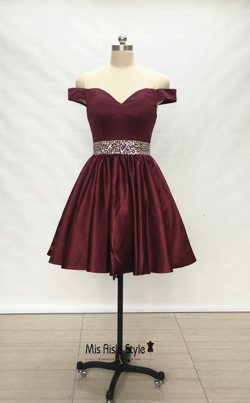 Short Off Shoulder Sleeves Homecoming Dress misaislestyle Short Off Shoulder Sleeves Homecoming Dress misaislestyle
