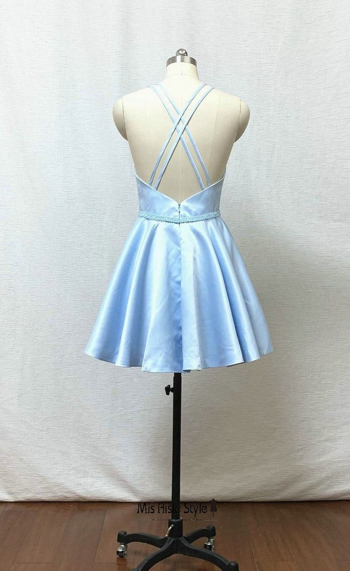 Short Light Blue Homecoming Dress misaislestyle Short Light Blue Homecoming Dress misaislestyle