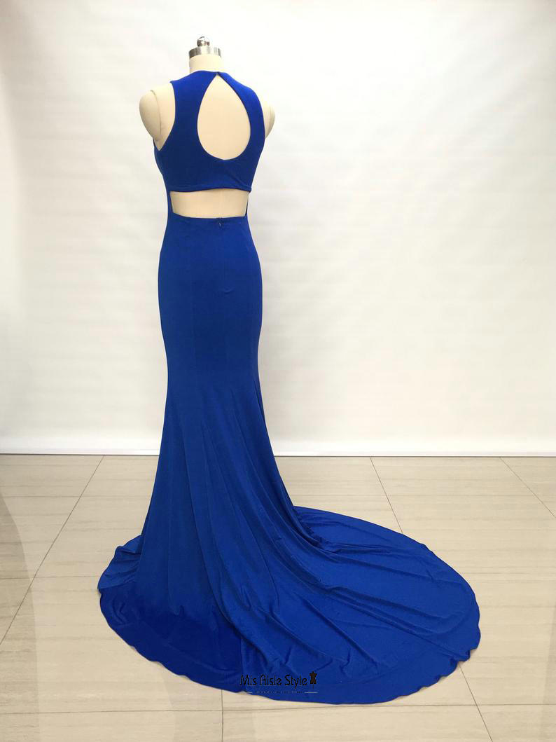 Sexy Slit Fitted Royal Blue Evening Dress misaislestyle Sexy Slit Fitted Royal Blue Evening Dress misaislestyle