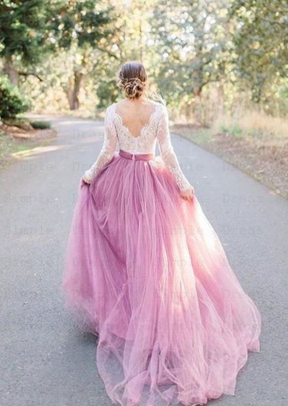 deep pink wedding dress
