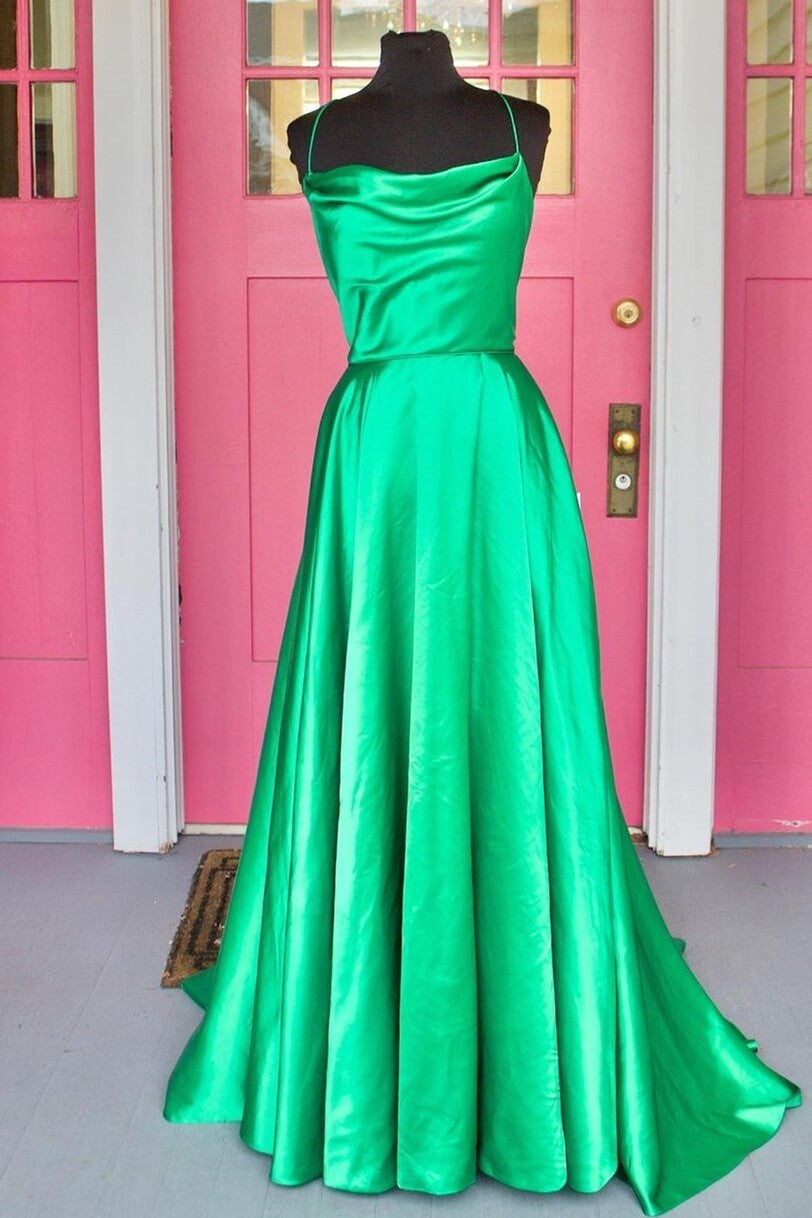 Simple Square Neckline Green Prom Dress misaislestyle Simple Square Neckline Green Prom Dress misaislestyle