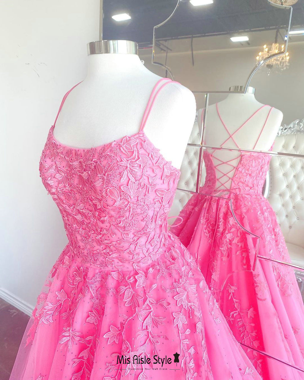 ball gown hot pink prom gown