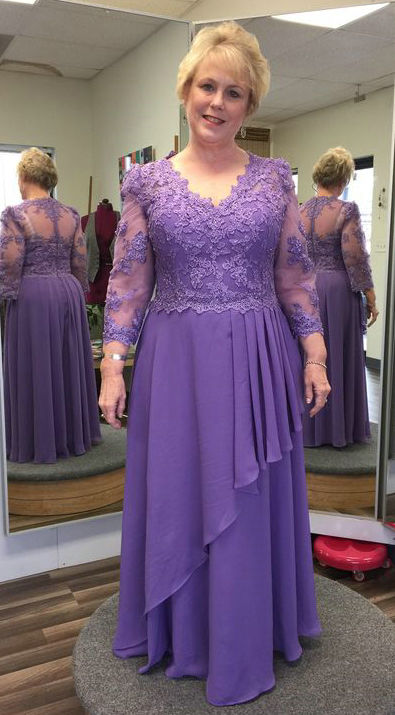 Plus Size Long Sleeve Purple of The Bride Dress – misaislestyle