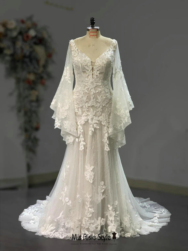 fit-flare bohemian wedding dress